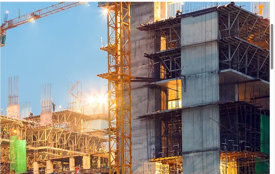 High-rise concrete structure under construction