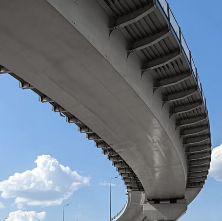 Underside of an elevated bridge structure