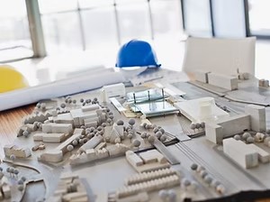 Architectural model of a building complex